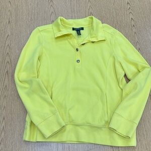 Lauren Ralph Lauren Bright Yellow Button Pullover w/Front Pockets Size Large